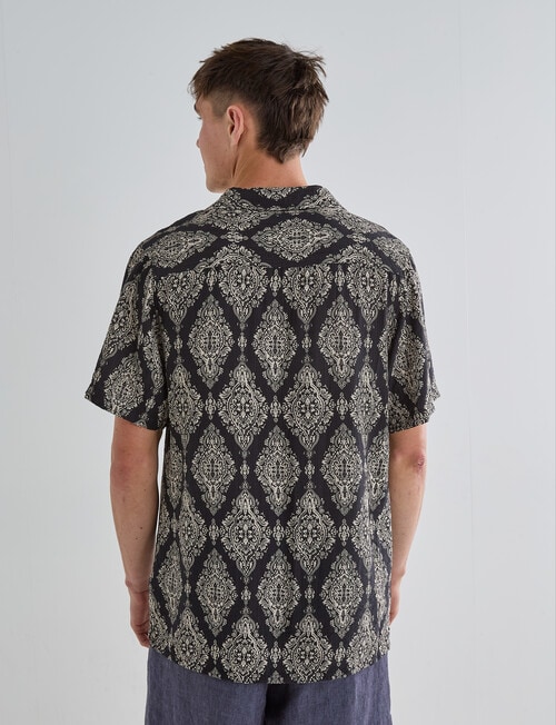 Gasoline Paisley Short Sleeve Shirt, Black product photo View 02 L