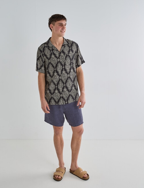 Gasoline Paisley Short Sleeve Shirt, Black product photo View 03 L