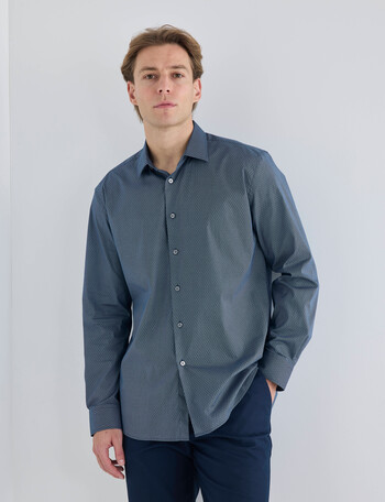 L+L Hexagon Long Sleeve Shirt, Navy product photo