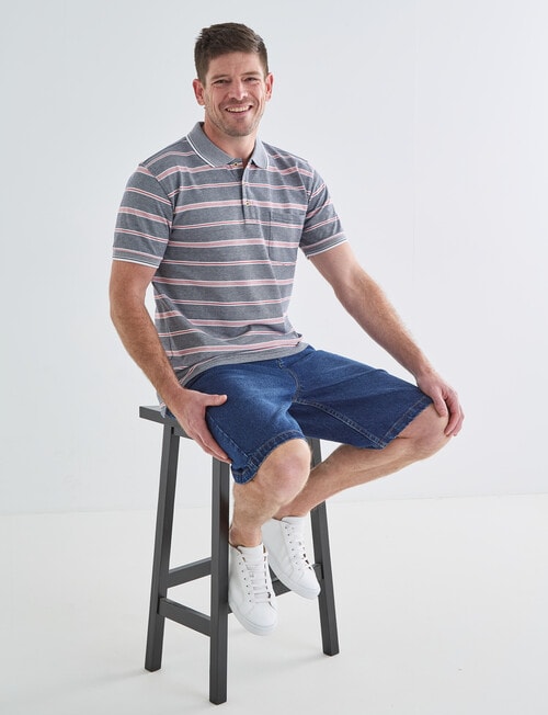 Chisel Multi Stripe Short Sleeve Polo Shirt, Peach product photo