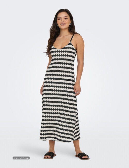 ONLY Evara Sleeveless Stripe Dress, Black & Cloud Dancer product photo