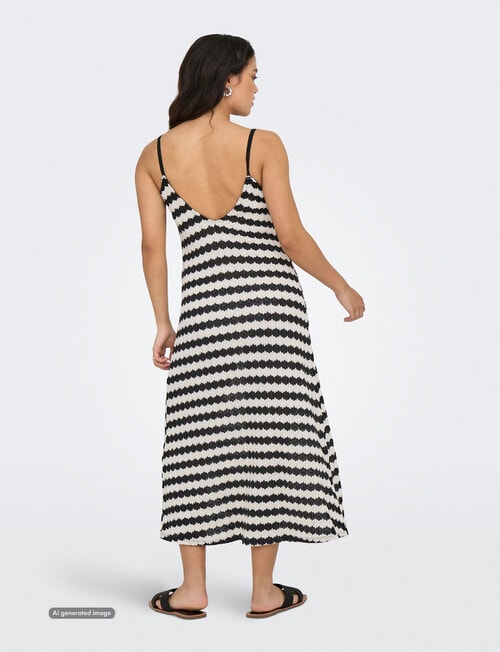 ONLY Evara Sleeveless Stripe Dress, Black & Cloud Dancer product photo View 02 L