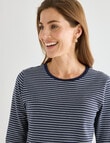 Ella J Classic Elbow Sleeve Tee, Navy Stripe product photo View 04 S