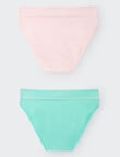Bonds Retro Rib Bikini Brief 2-Pack, Aqua & Pink product photo View 02 S