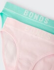 Bonds Retro Rib Bikini Brief 2-Pack, Aqua & Pink product photo View 03 S