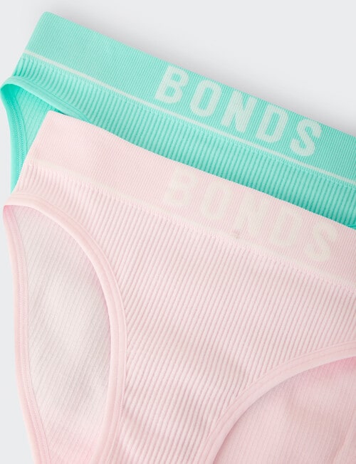 Bonds Retro Rib Bikini Brief 2-Pack, Aqua & Pink product photo View 03 L