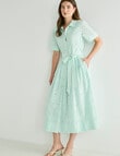 Whistle Short Sleeve Broderie Midi Shirt Dress, Honey Dew product photo