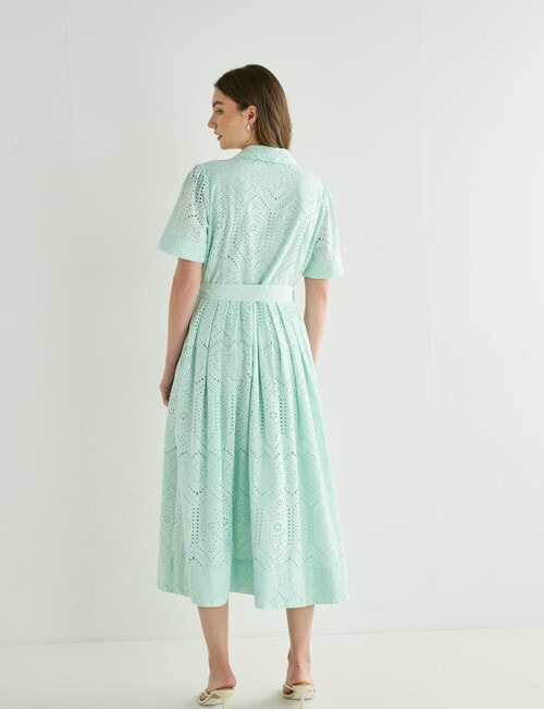 Whistle Short Sleeve Broderie Midi Shirt Dress, Honey Dew product photo View 02 L