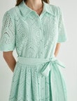 Whistle Short Sleeve Broderie Midi Shirt Dress, Honey Dew product photo View 04 S