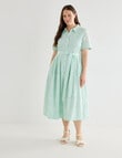 Whistle Short Sleeve Broderie Midi Shirt Dress, Honey Dew product photo View 12 S