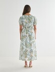 Whistle Button Front Print Broderie Midi Dress, White product photo View 02 S