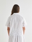 Whistle Short Sleeve Broderie Hem Shirt, White product photo View 02 S