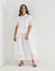 Whistle Short Sleeve Broderie Hem Shirt, White product photo View 03 S