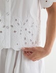 Whistle Short Sleeve Broderie Hem Shirt, White product photo View 05 S