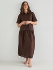 Whistle Short Sleeve Broderie Hem Shirt, Chocolate product photo View 03 S