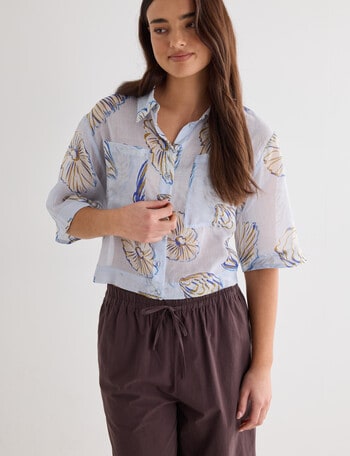 Mineral Cooper Crop Ramie Blouse, Shell Print product photo