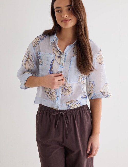 Mineral Cooper Crop Ramie Blouse, Shell Print product photo