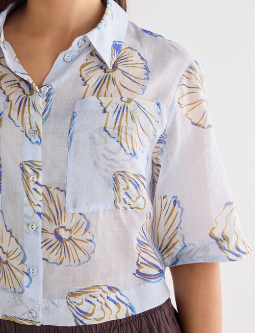 Mineral Cooper Crop Ramie Blouse, Shell Print product photo View 04 L