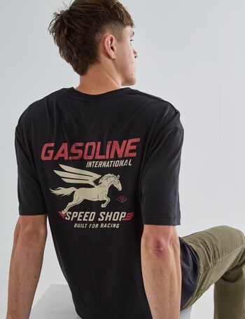 Gasoline Printed Motor Tee, Black product photo