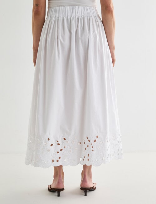 Whistle Broderie Hem Midi Skirt, White product photo View 02 L