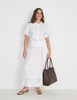 Whistle Broderie Hem Midi Skirt, White product photo View 03 S