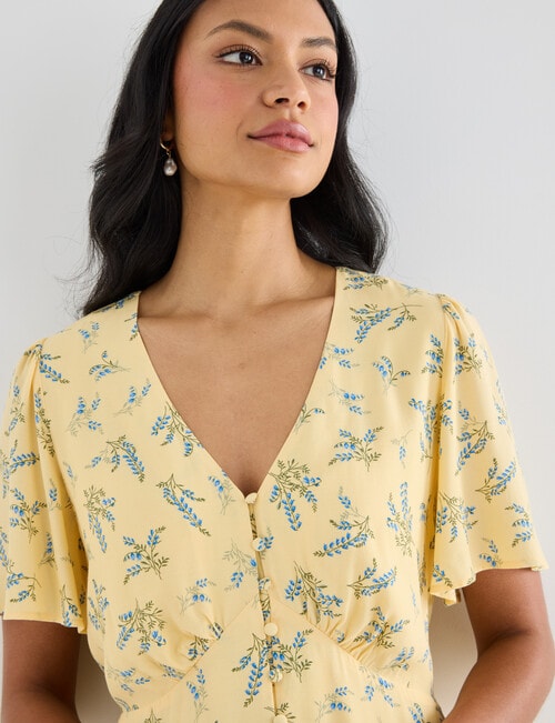 Whistle Ditsy Floral V-Neck Dress, Buttercream product photo View 04 L