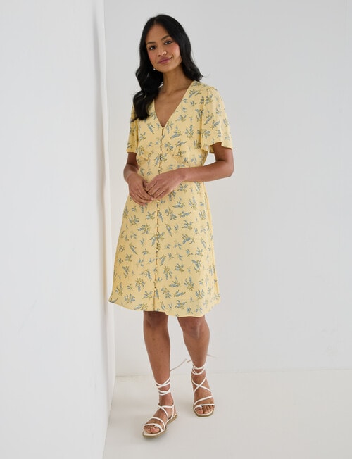 Whistle Ditsy Floral V-Neck Dress, Buttercream product photo View 05 L