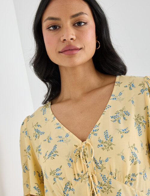 Whistle Ditsy Floral Tie Front Top, Buttercream product photo View 04 L