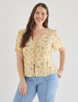 Whistle Ditsy Floral Tie Front Top, Buttercream product photo View 12 S
