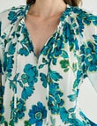 Whistle Boho Ruffle Blouse, Floral Tealy Tones product photo View 04 S