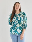Whistle Boho Ruffle Blouse, Floral Tealy Tones product photo View 12 S