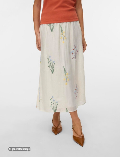 Vero Moda Lina 7/8 Embroidered Skirt, Snow White product photo