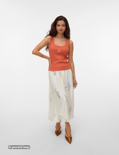 Vero Moda Lina 7/8 Embroidered Skirt, Snow White product photo View 04 L