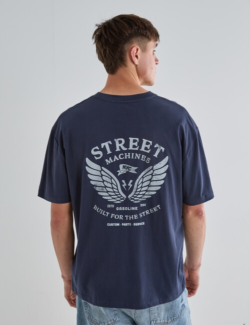 Gasoline Printed Motor Tee, Navy product photo View 02 L