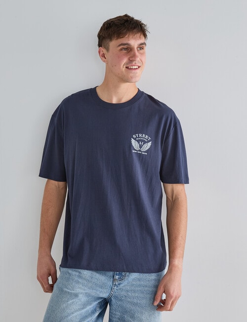 Gasoline Printed Motor Tee, Navy product photo View 03 L