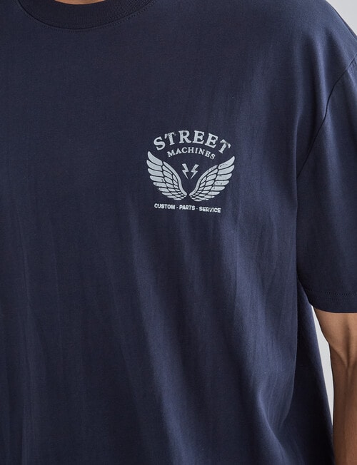 Gasoline Printed Motor Tee, Navy product photo View 04 L