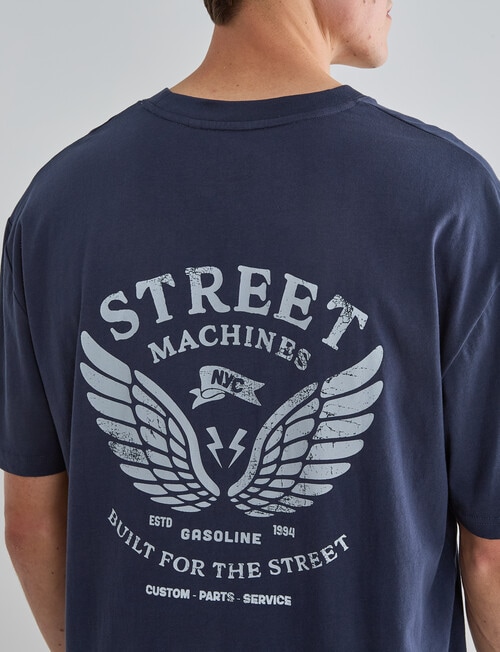 Gasoline Printed Motor Tee, Navy product photo View 05 L