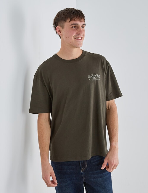 Gasoline Printed Motor Tee, Khaki product photo