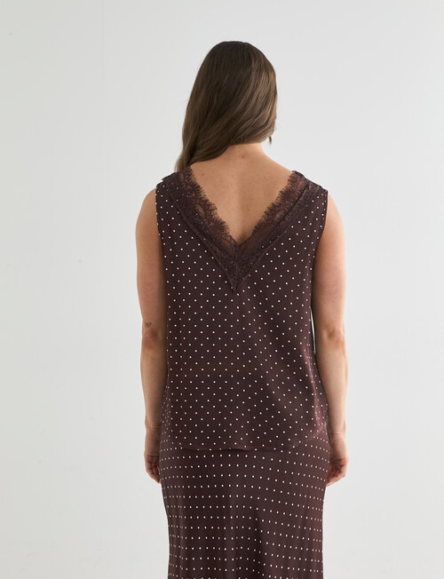 Whistle Lace Satin Cami, Polka Dot Chocolate product photo View 02 L