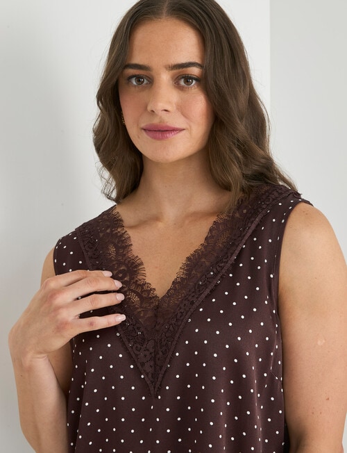 Whistle Lace Satin Cami, Polka Dot Chocolate product photo View 04 L