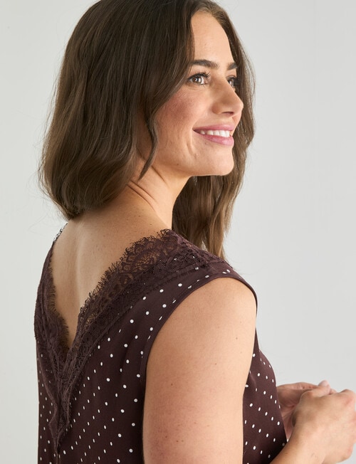 Whistle Lace Satin Cami, Polka Dot Chocolate product photo View 05 L