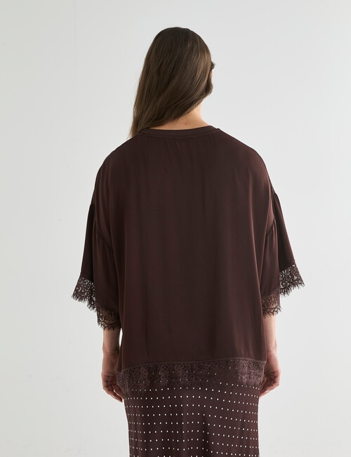 Whistle Lace Satin Tee, Chocolate product photo View 02 L
