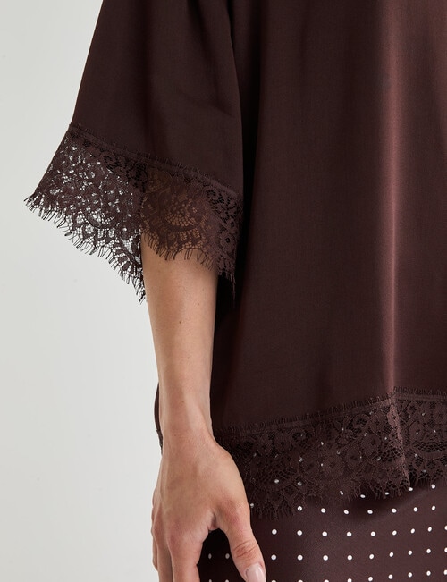 Whistle Lace Satin Tee, Chocolate product photo View 05 L