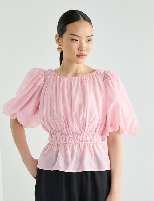 State of play Sorcha Puff Sleeve Top, Barely Pink product photo