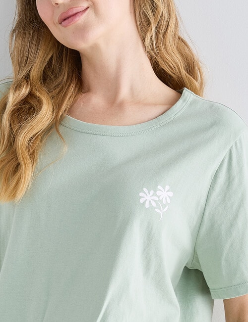 Zest Sleep Flower Boxy Tee, Pistachio product photo View 04 L