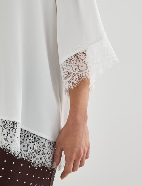 Whistle Lace Satin Tee, Ivory product photo View 05 L