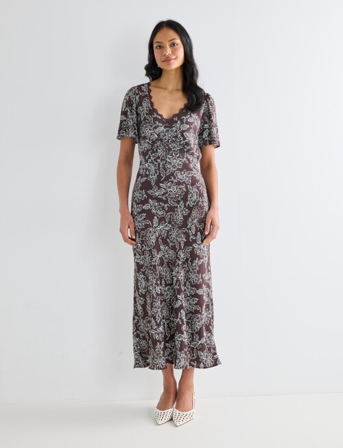 Whistle Floral Paisley Lace Midi Dress, Chocolate product photo View 03 L