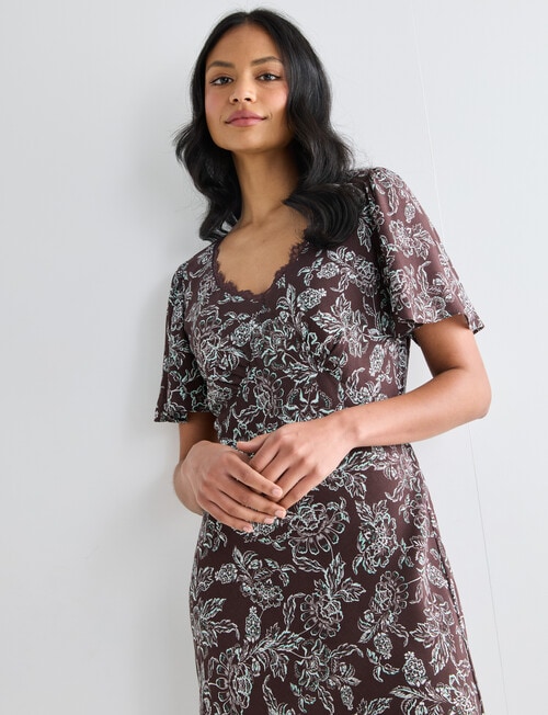 Whistle Floral Paisley Lace Midi Dress, Chocolate product photo View 04 L