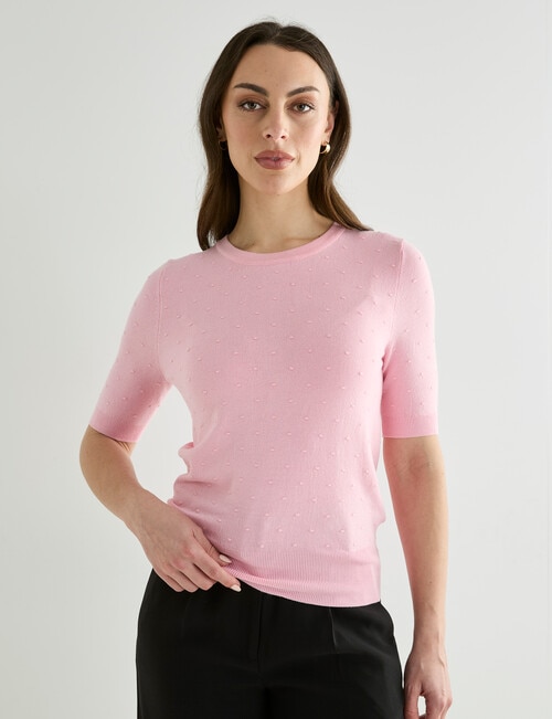 Oliver Black Short Sleeve Textured Knit, Petal product photo