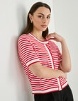 Oliver Black Contrast Trim Cardi, Stripe Poppy & White product photo